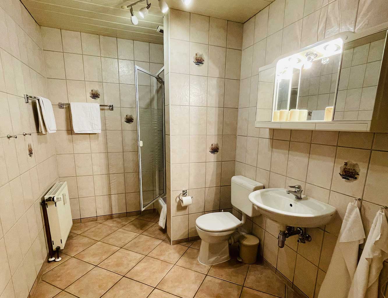 Badezimmer in der Ferienwohnung in Hollern-Twielenfleth